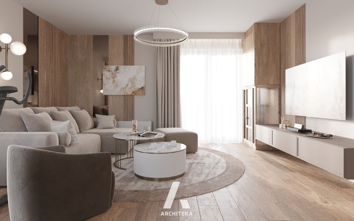 Projekt wnętrza Gdańsk M120 | Modern Beige - Architeka Projekty wnętrz