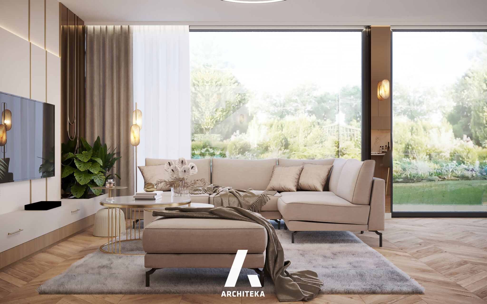 Projekt wnętrza Warszawa M150 | Modern Beige - Architeka projektowanie ...