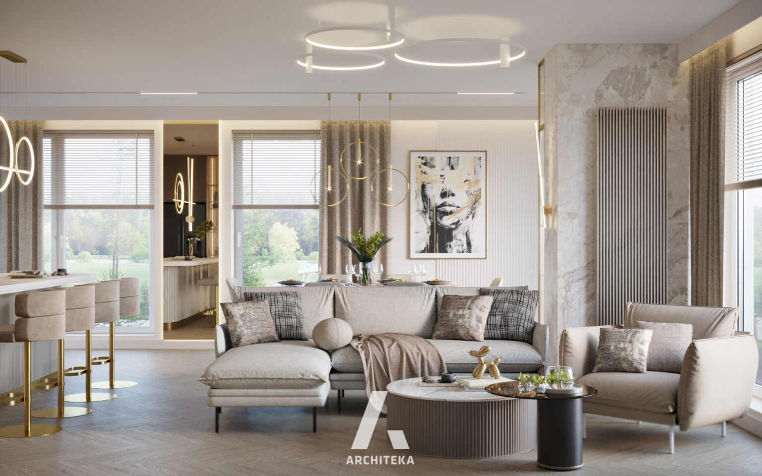 Projekt wnętrza Warszawa M150 | Modern Beige - Architeka projektowanie ...