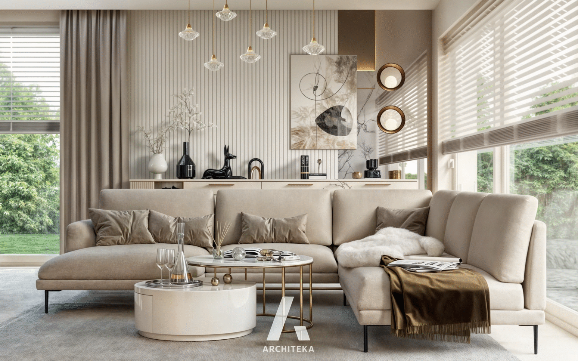 Projekt wnętrza Warszawa M150 | Modern Beige - Architeka projektowanie ...