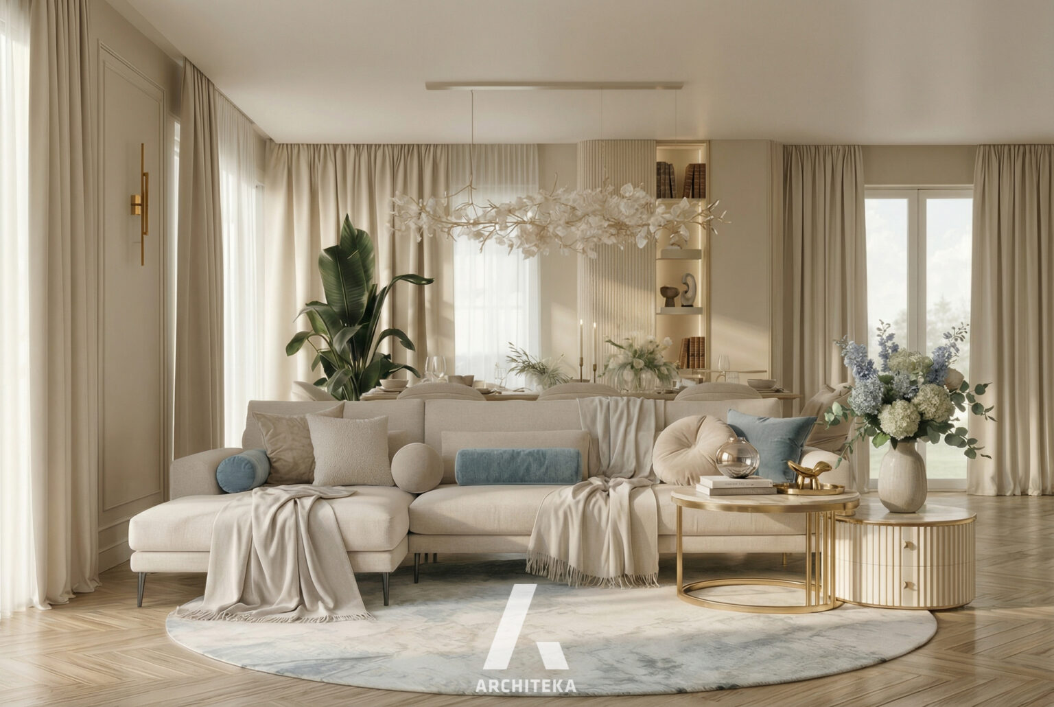Projekt wnętrza Warszawa M150 | Modern Beige - Architeka projektowanie ...