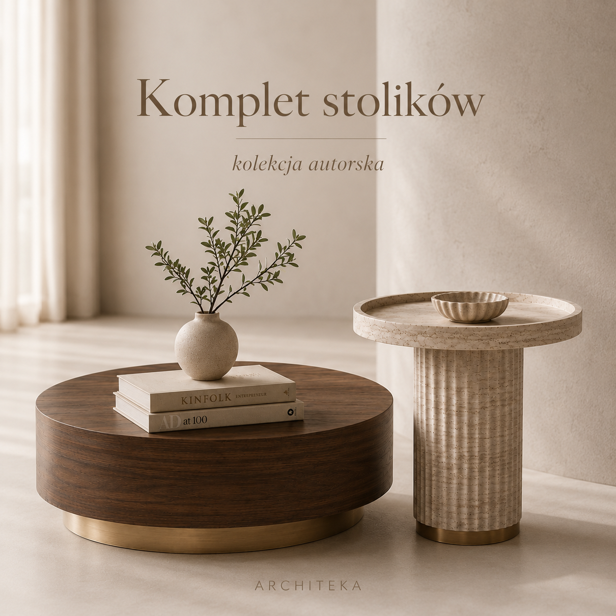 Komplet stolików kawowych Arlen do salonu premium