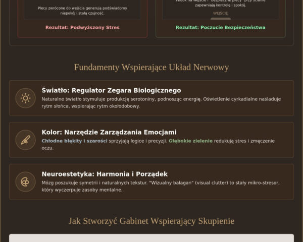 Projektowanie gabinetu w domu: Jak psychologia przestrzeni buduje Twoje skupienie